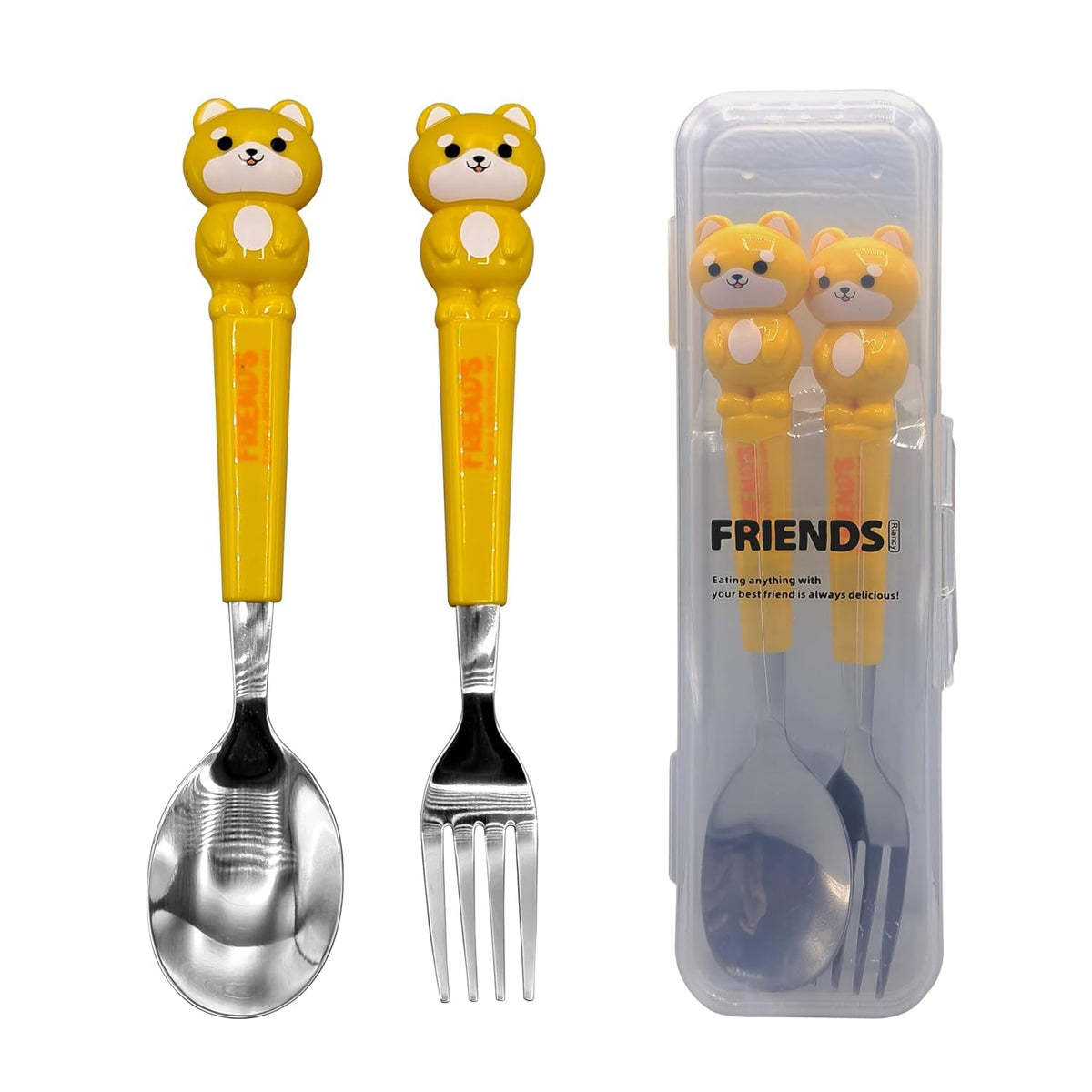 Cute Cartoon Spoon & Fork Set for Kids | Attractive Printed Handle | Random Colour & Design | Pack of 1