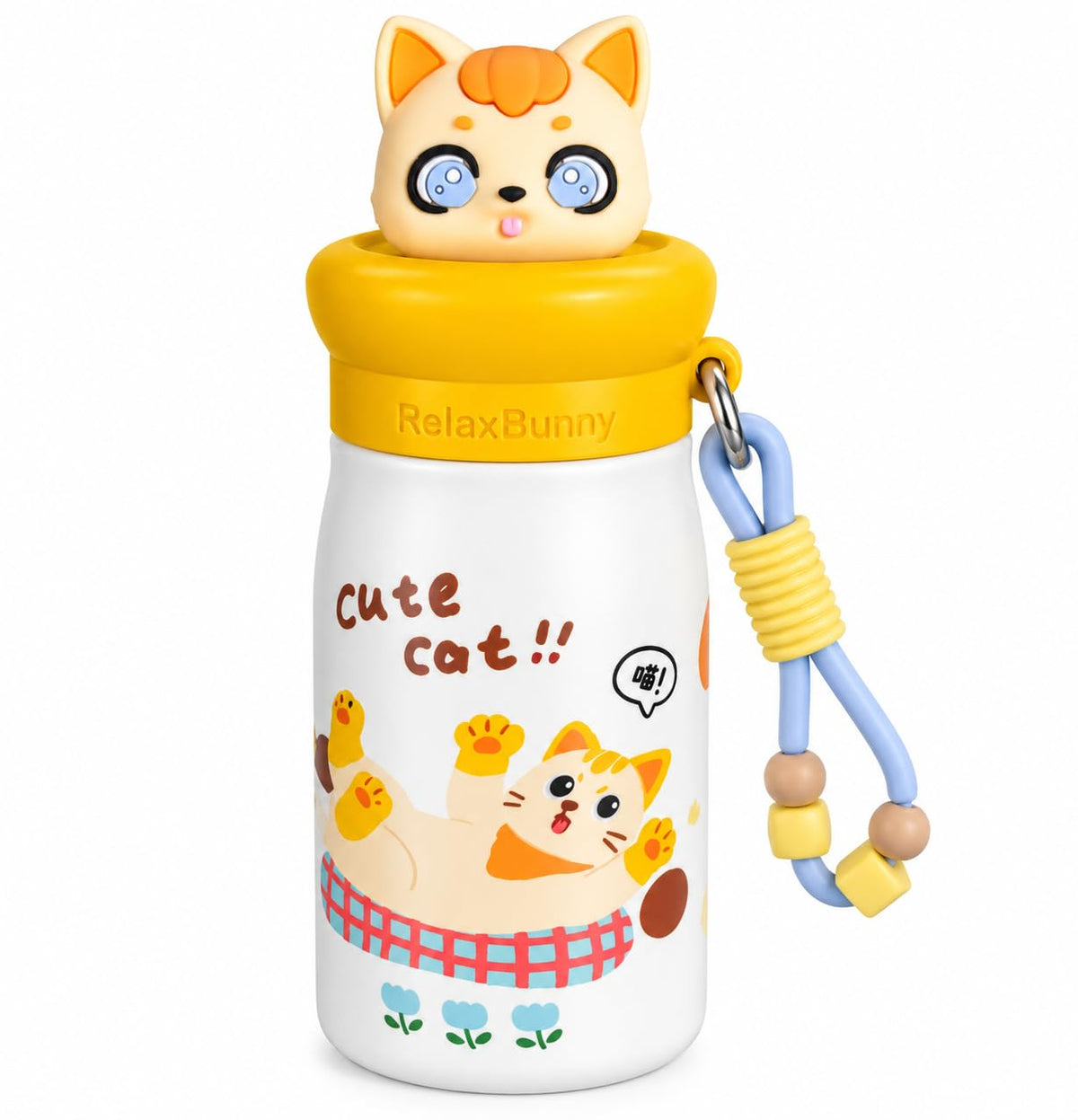 Cute Cartoon Water Bottle for Kids | Attractive Printed Design | Multiple Designs & Colours | Random Colour | Pack of 1