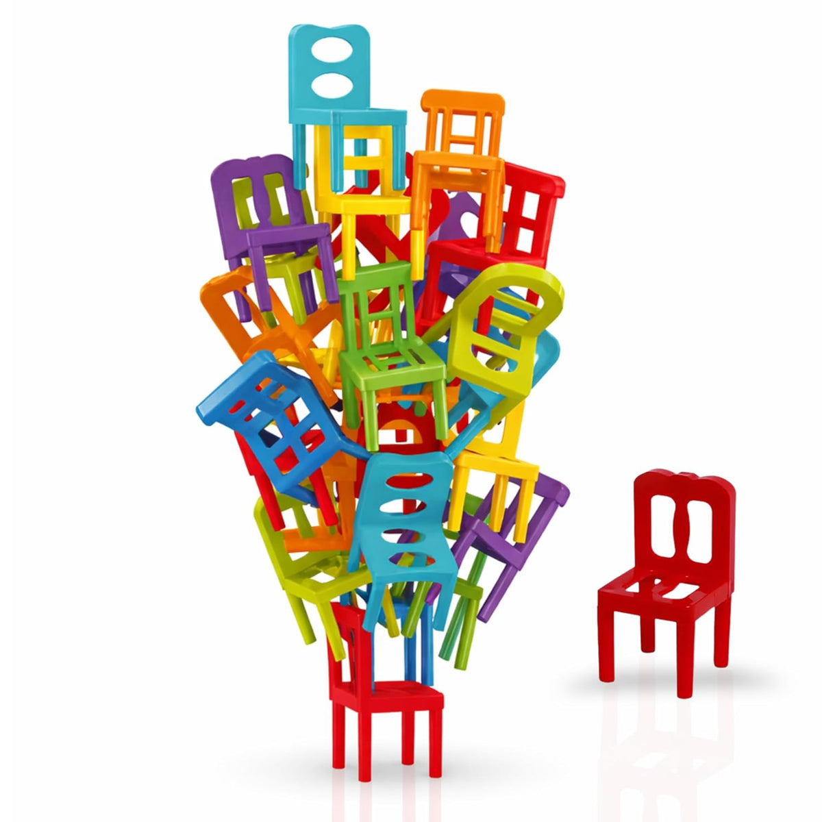 Mini Stack Chairs Building Game for Kids | Creative Stacking Toy | 36 Pieces | Random Colour | Pack of 1