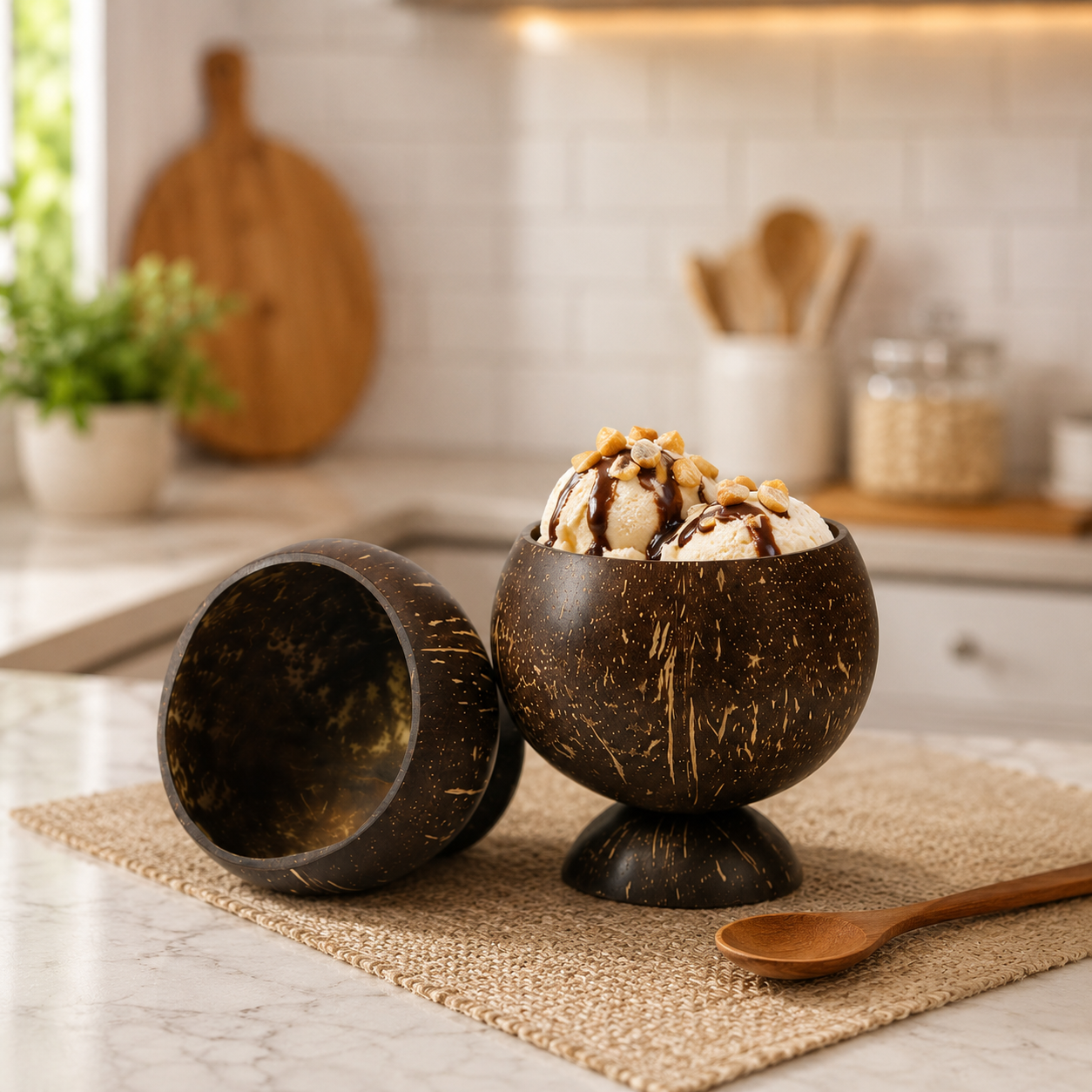 Handcrafted Coconut Shell Dessert Bowl (pack of 2)