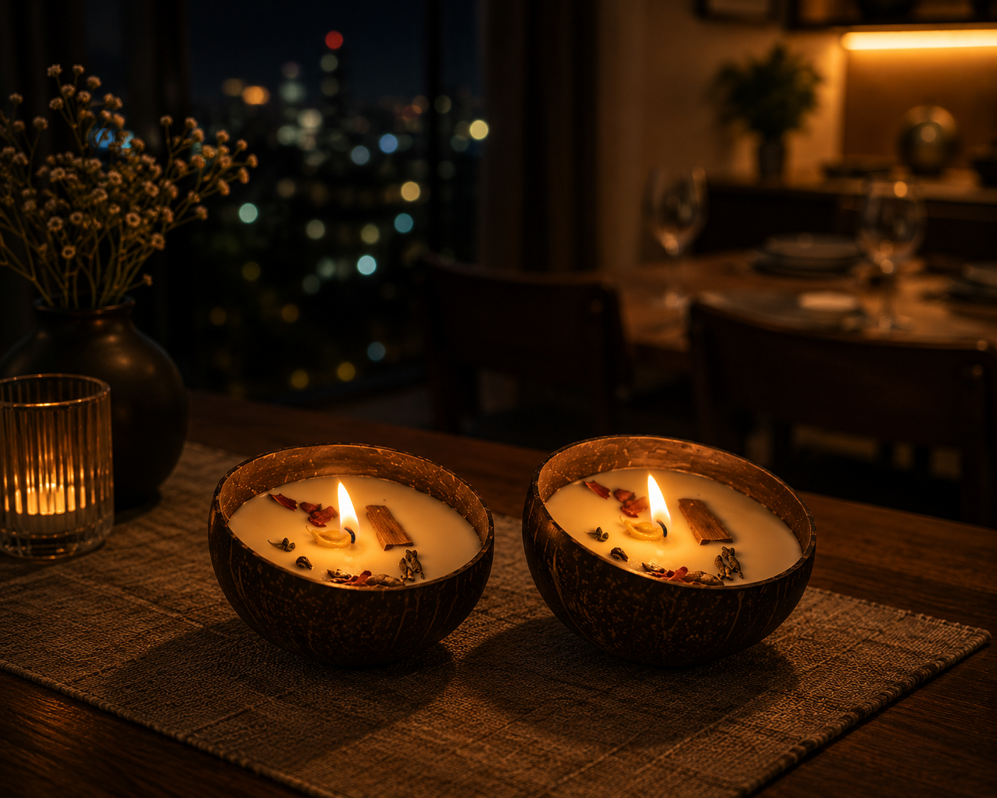 Handcrafted Coconut Shell Scented Candle (pack of 2)