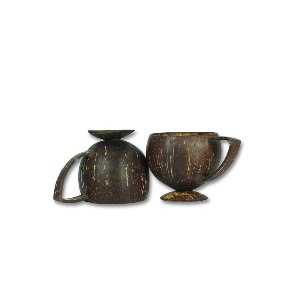 Handcrafted Coconut Shell Coffee Mug (pack of 2)