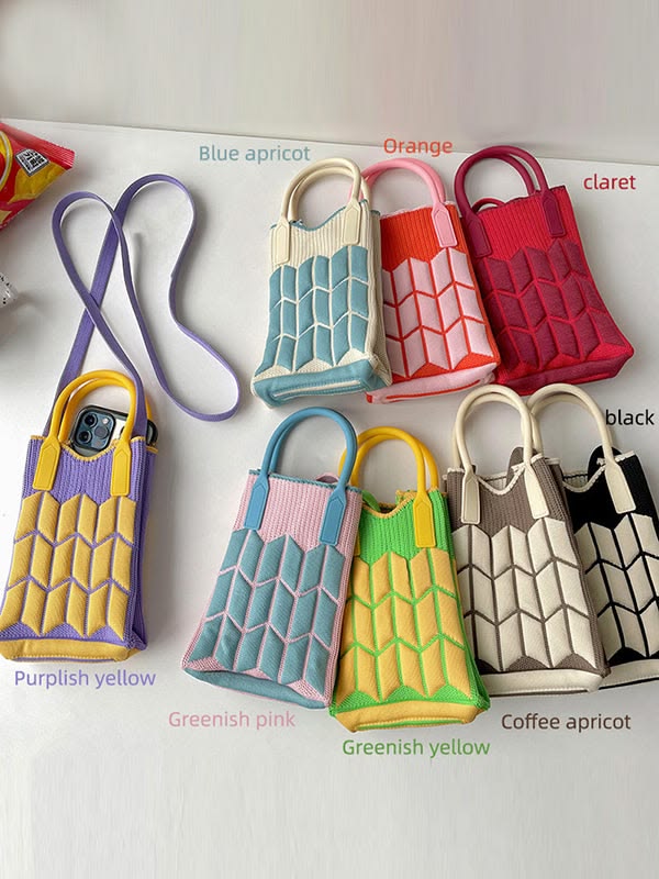 Women’s Trendy Knitted Mini Sling Bag | Stylish Mobile Phone Pouch | Random Colour & Design | Pack of 1