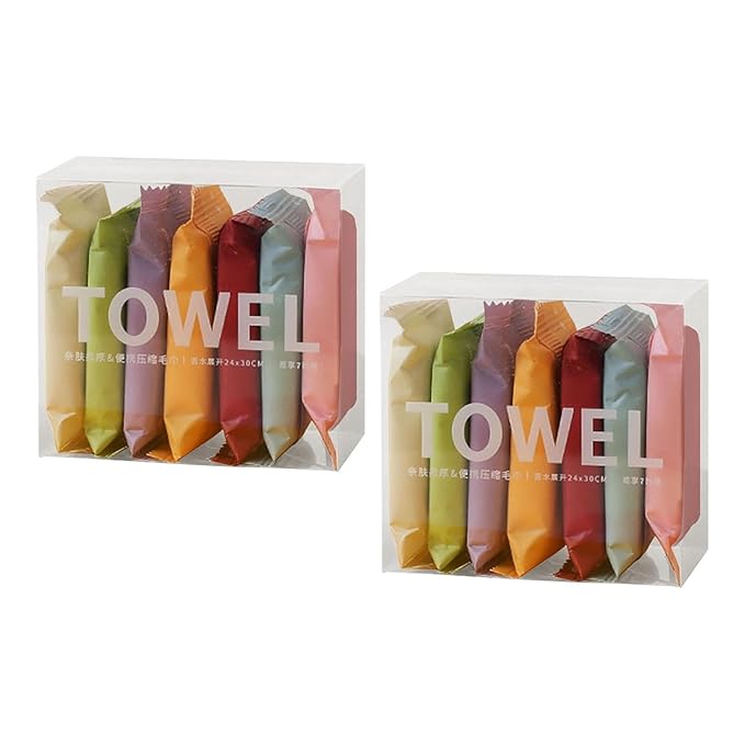 Compressed Towel Expandable Tissue Set (7 Pcs) – Portable Disposable Cotton Towels for Travel, Hiking, Sports & Home Use (Multicolor)