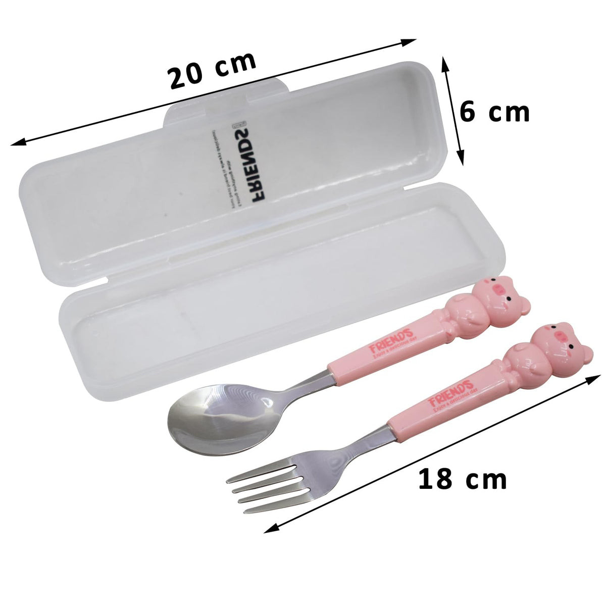 Cute Cartoon Spoon & Fork Set for Kids | Attractive Printed Handle | Random Colour & Design | Pack of 1