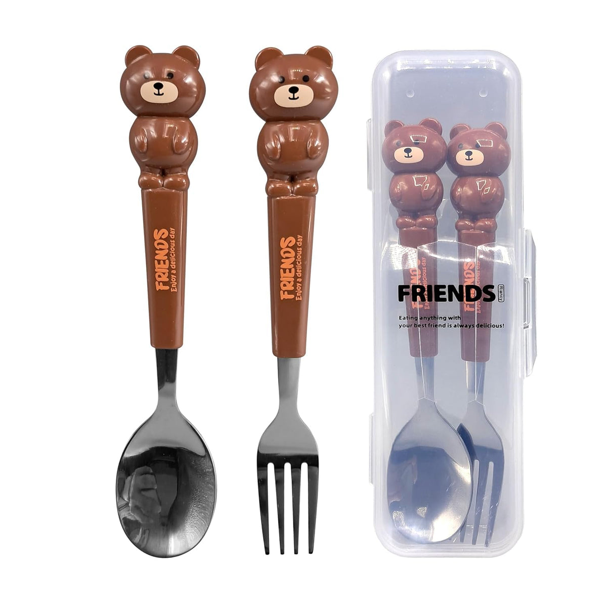 Cute Cartoon Spoon & Fork Set for Kids | Attractive Printed Handle | Random Colour & Design | Pack of 1