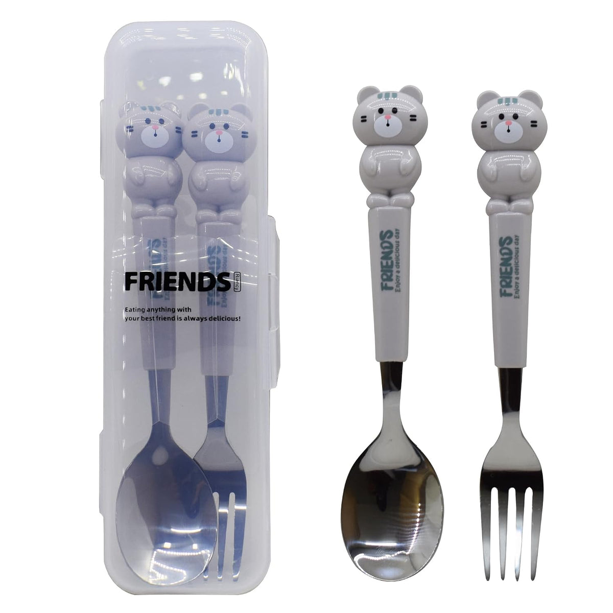 Cute Cartoon Spoon & Fork Set for Kids | Attractive Printed Handle | Random Colour & Design | Pack of 1