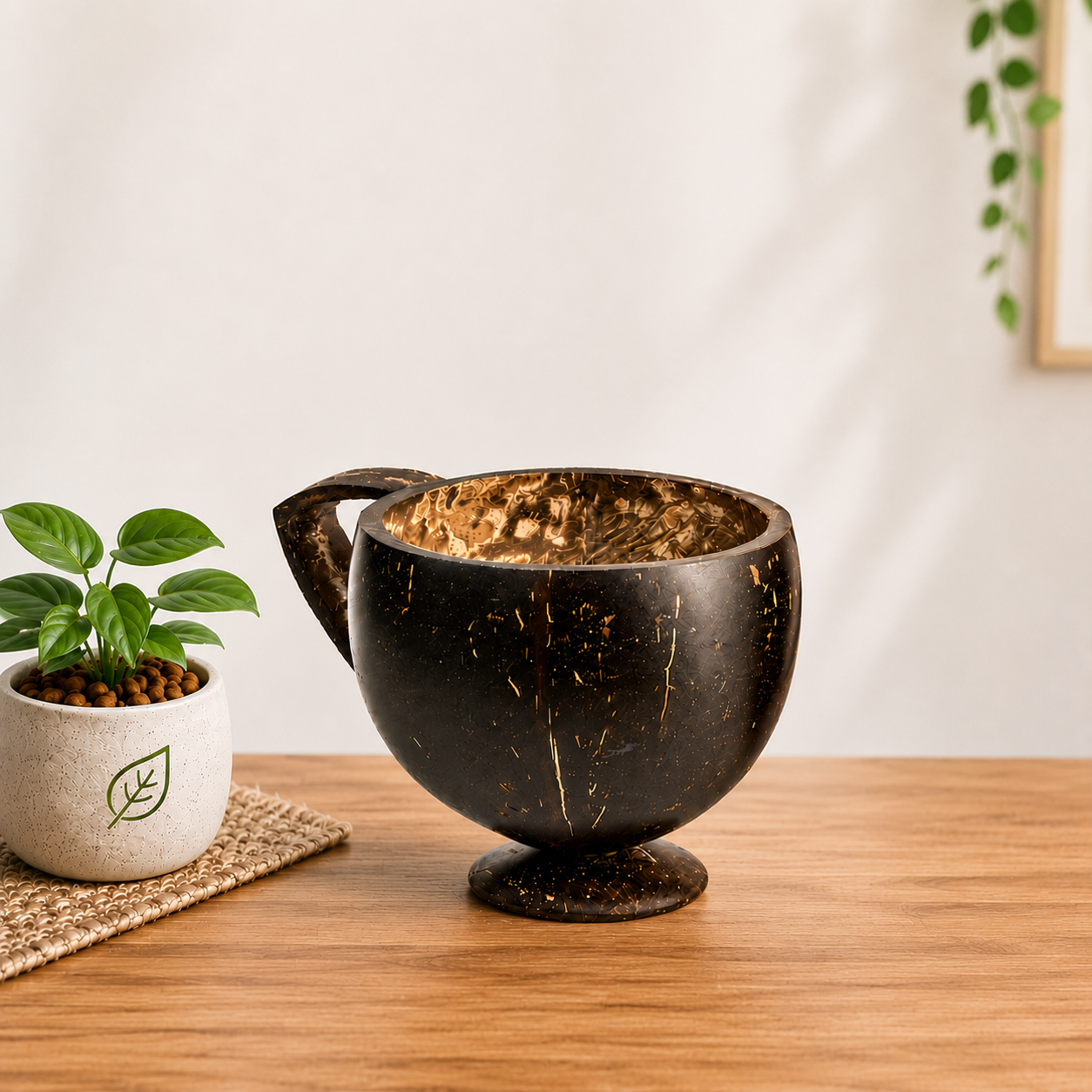 Handcrafted Coconut Shell Coffee Mug  (pack of 2)