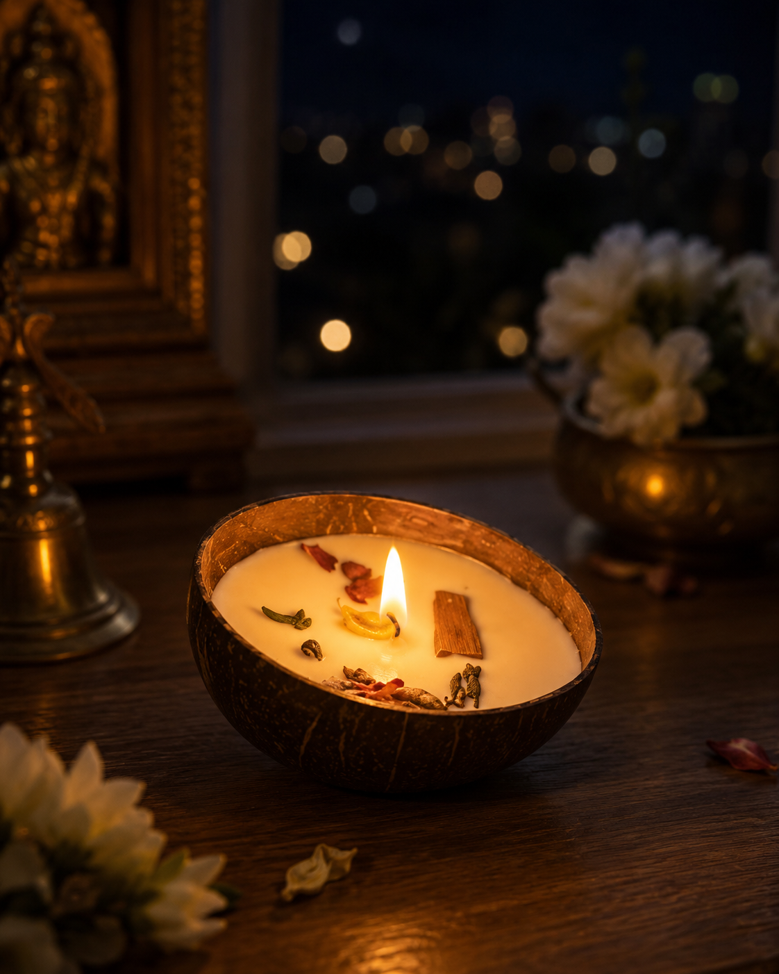 Handcrafted Coconut Shell Scented Candle  (pack of 2)