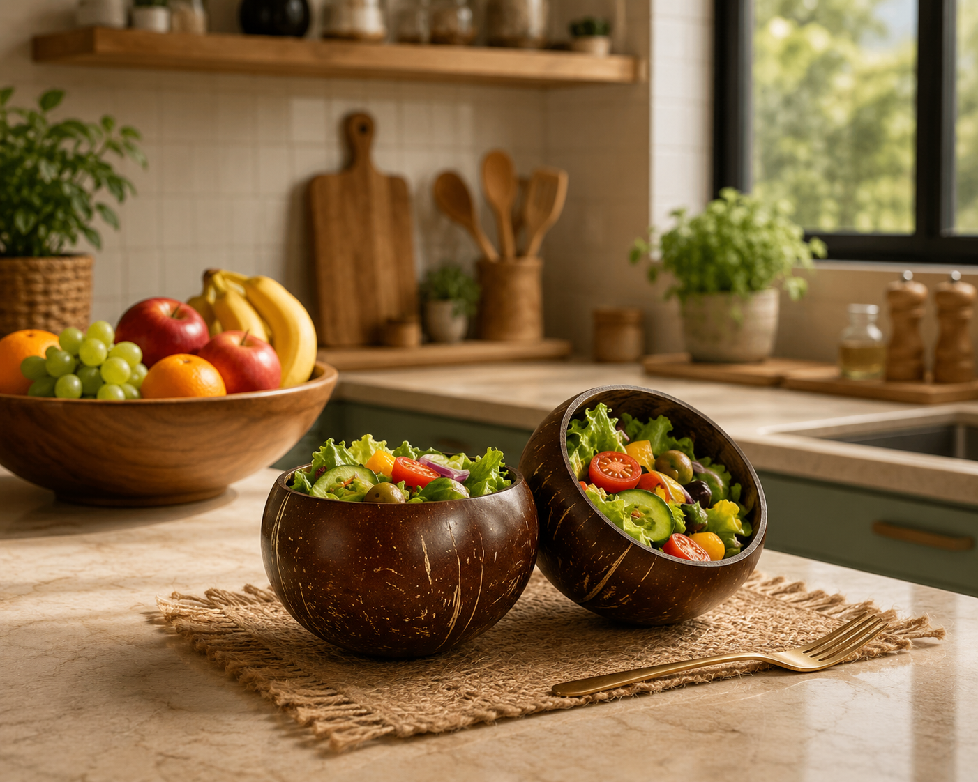 Handmade Multipurpose Coconut Shell Bowl  (pack of 2)
