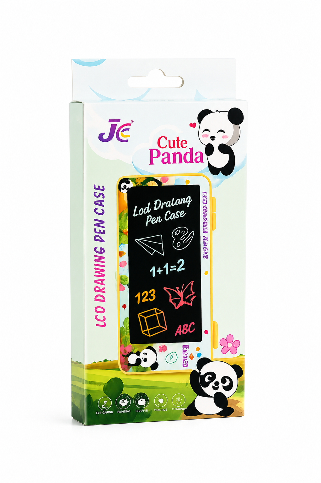 Cute Panda Multipurpose Pencil Box with Erasable Drawing Pad