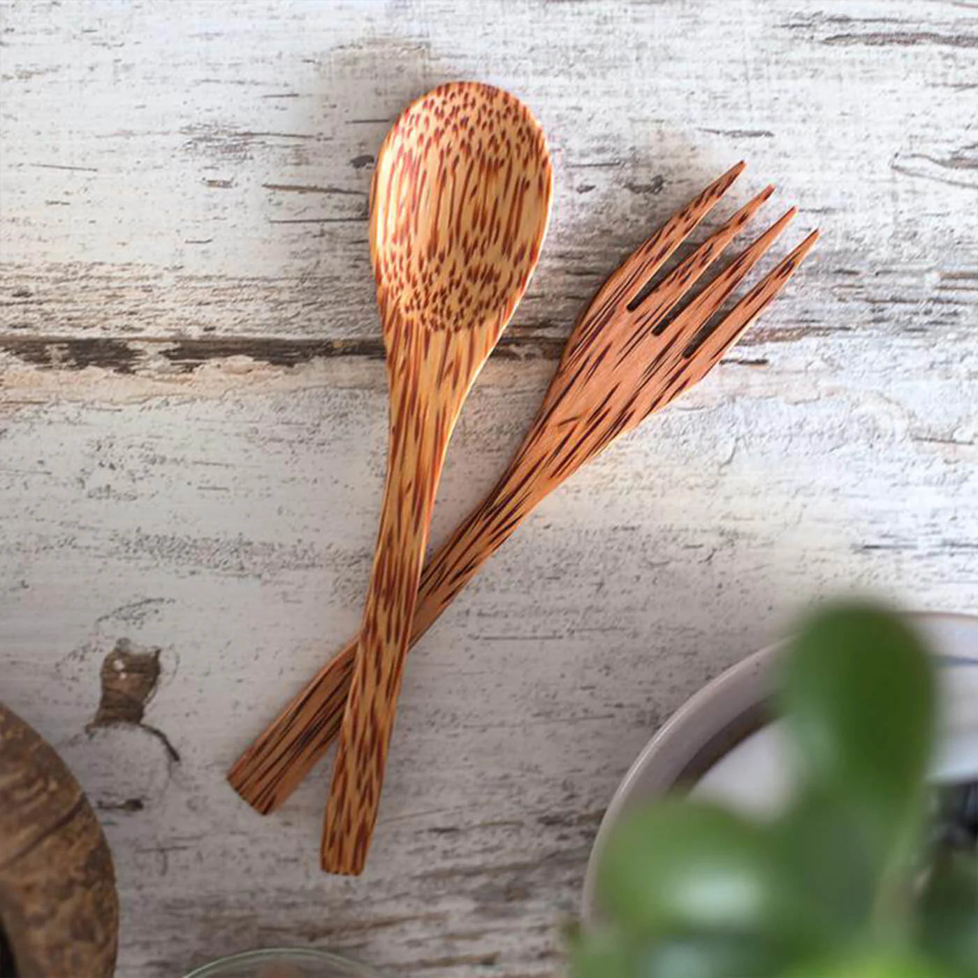 Handcrafted Coconut Wood Spoon & Fork Set