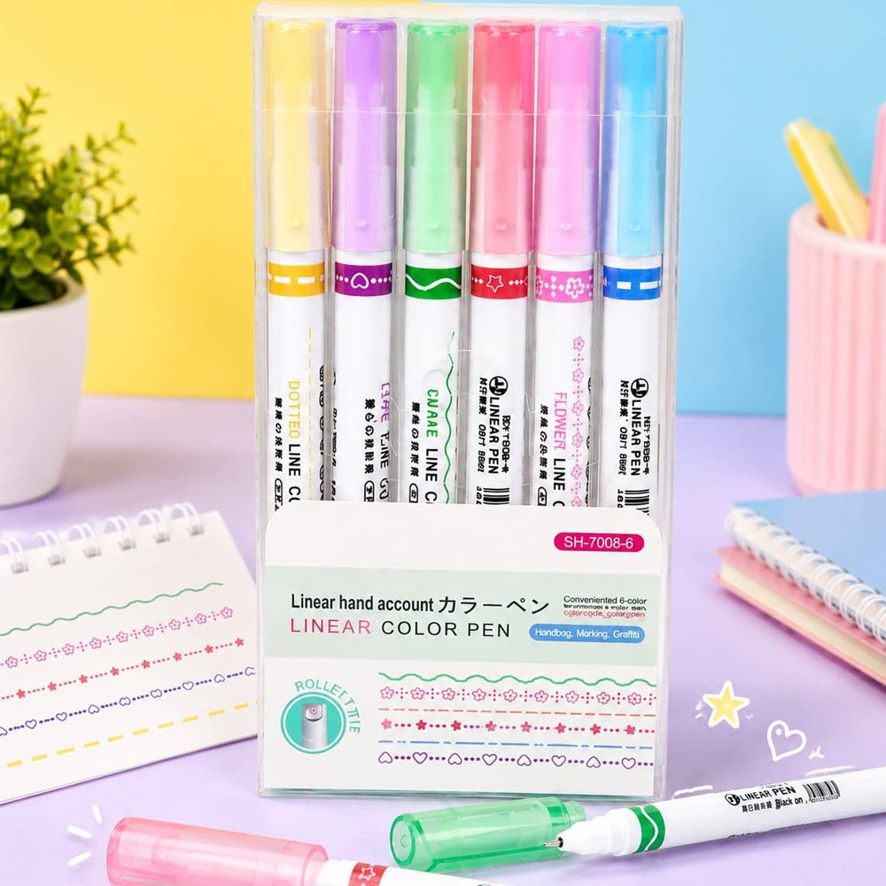 Linear Roller Curve Highlighter Pen Pack Of 6