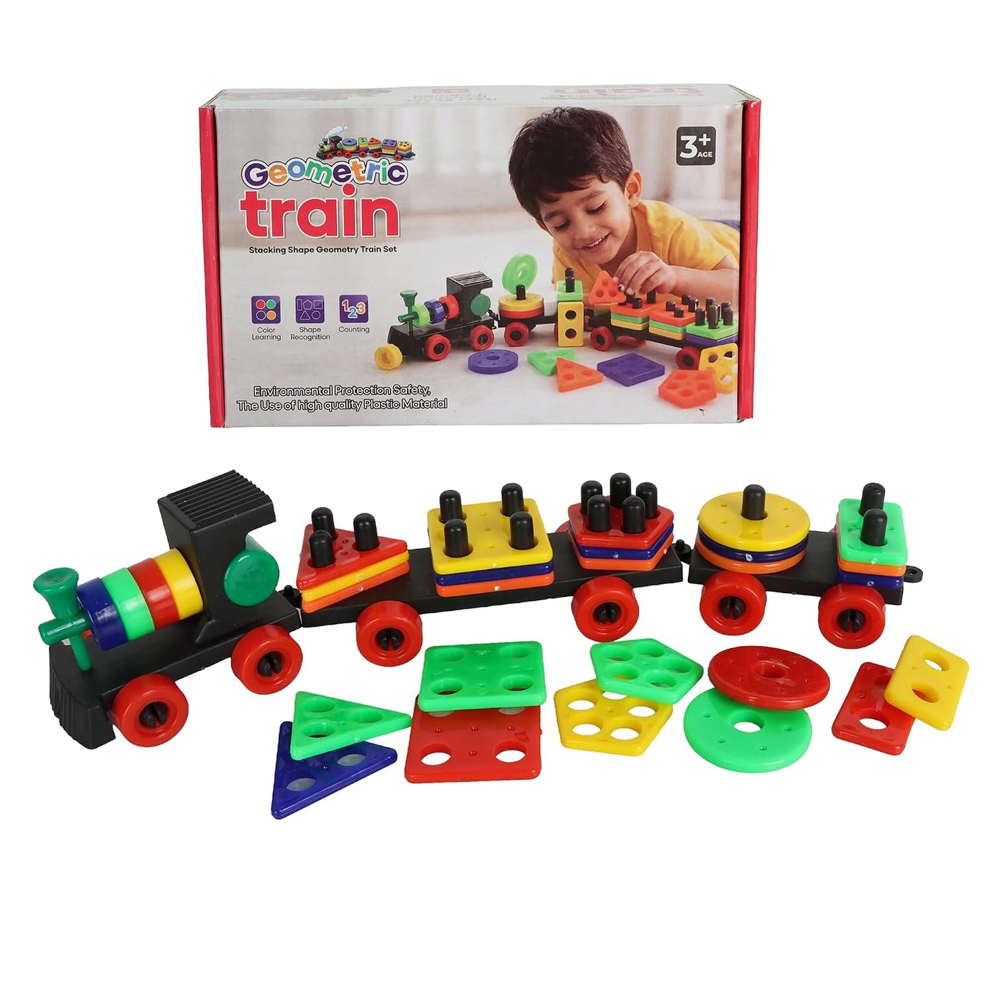 Geometric Train Stacking Toy
