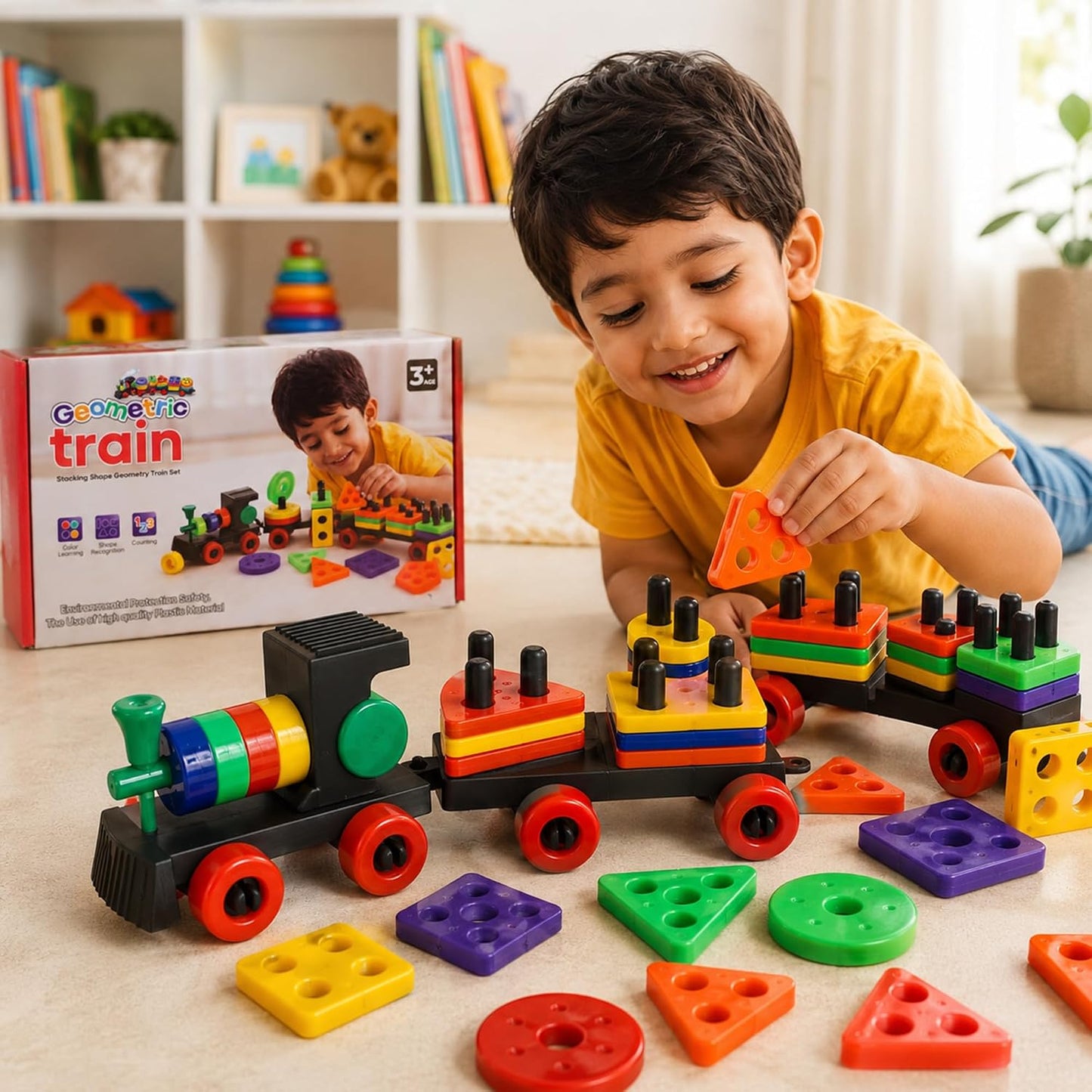 Geometric Train Stacking Toy