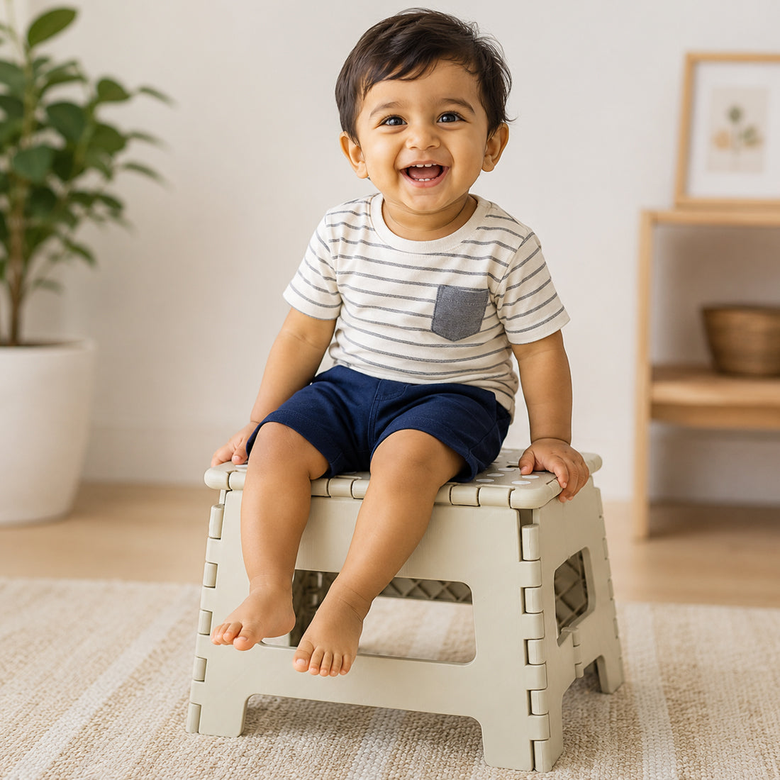Kids Foldable Collapsible Plastic Stool with Non-Slip Surface (white)